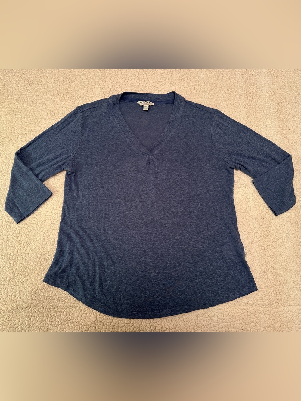 Orvis Women's Deep Navy V-Neck 3/4 Sleeve Shirt